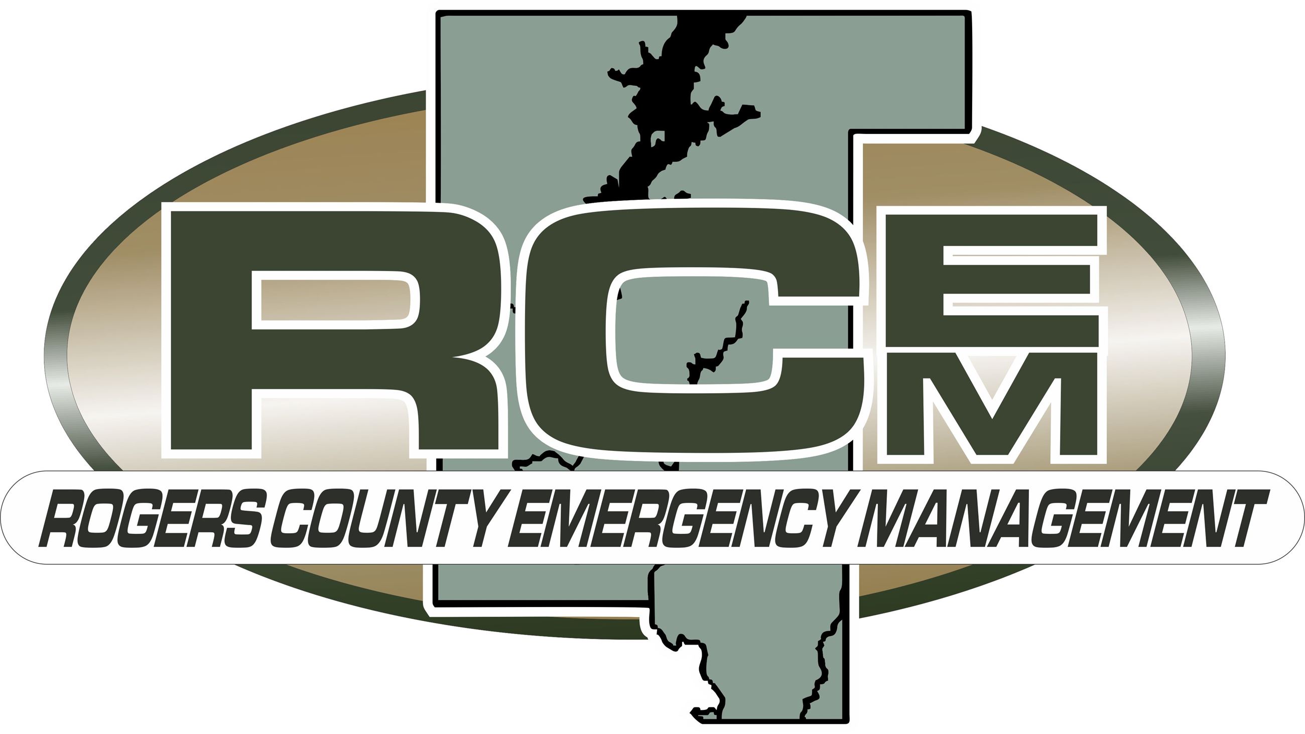 Rogers County Emergency Management Logo Green Letter with information