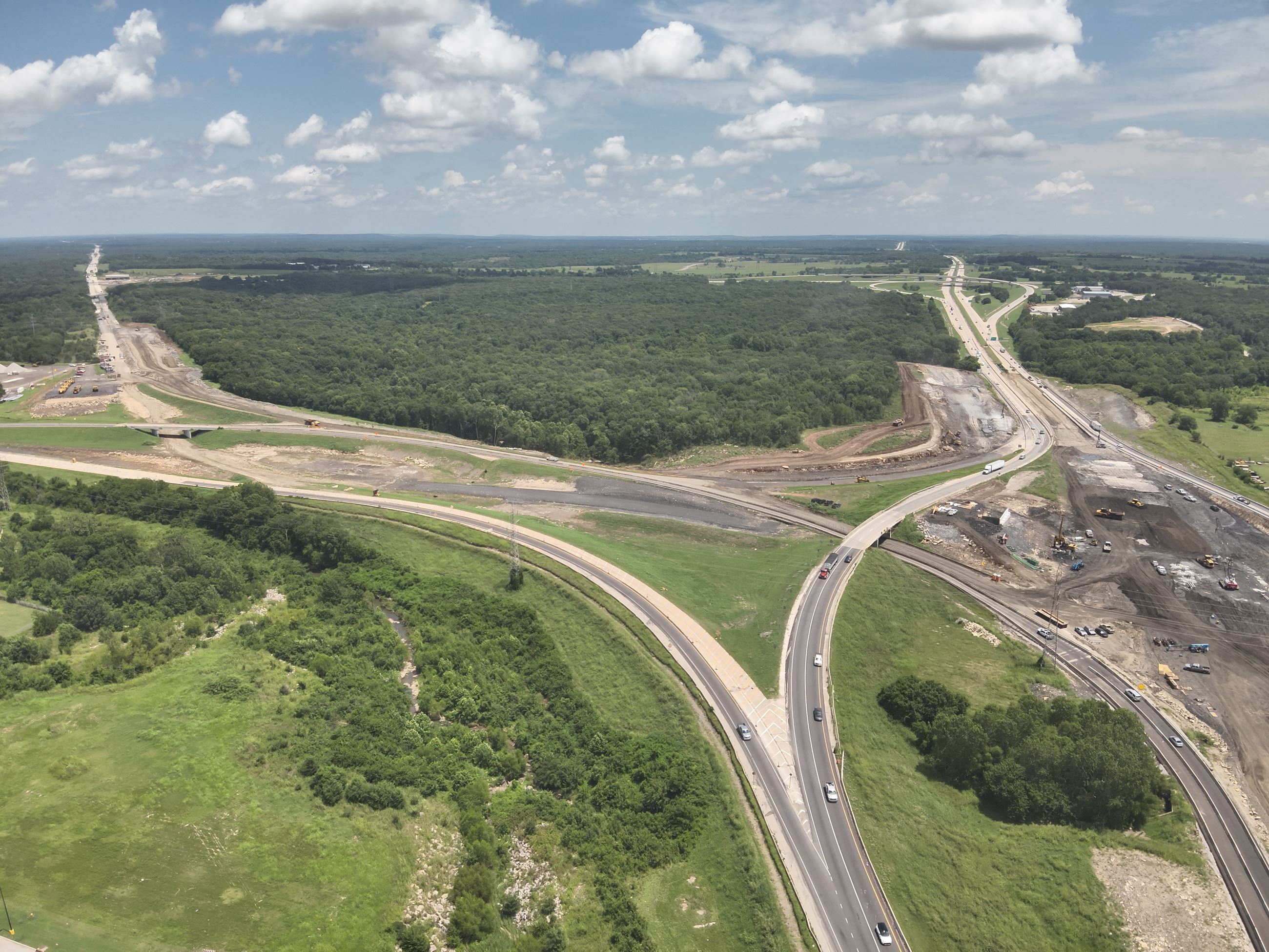 Catoosa Interchange of aerial view with black and green colors